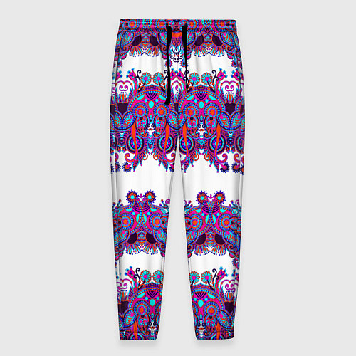 Мужские брюки Узорчатый фиолетовый орнамент / 3D-принт – фото 1