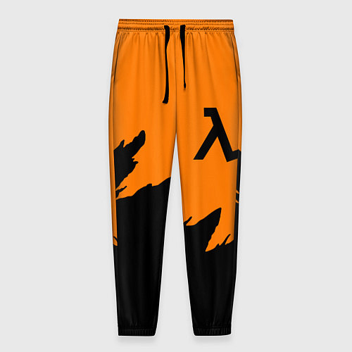 Мужские брюки Half life чёрно оранжевый / 3D-принт – фото 1