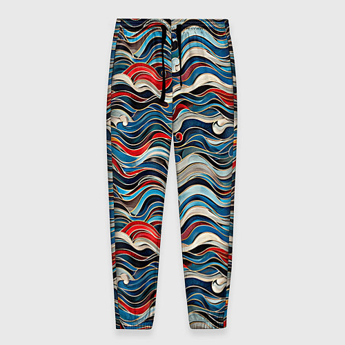 Мужские брюки Разноцветные абстрактные волны / 3D-принт – фото 1