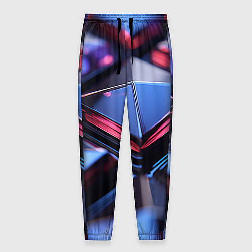 Мужские брюки Абстрактные фиолетовые плиты со свечением / 3D-принт – фото 1
