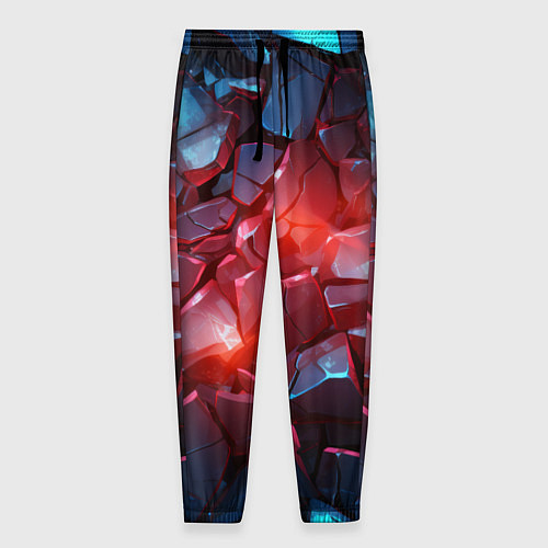Мужские брюки Синие камни с красным светом / 3D-принт – фото 1