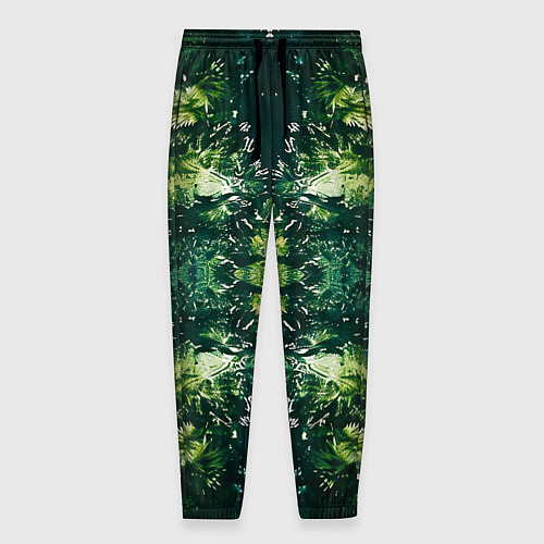Мужские брюки Калейдоскоп зеленая абстракция / 3D-принт – фото 1