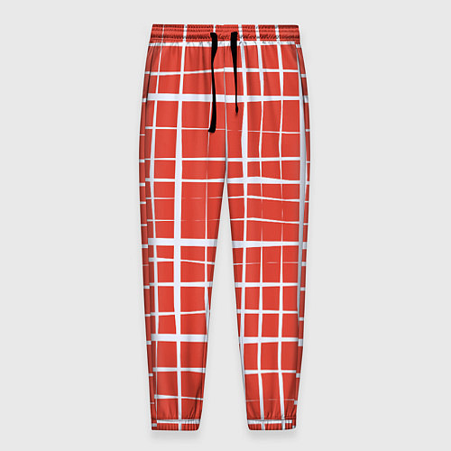 Мужские брюки Светлая клетка на красном / 3D-принт – фото 1