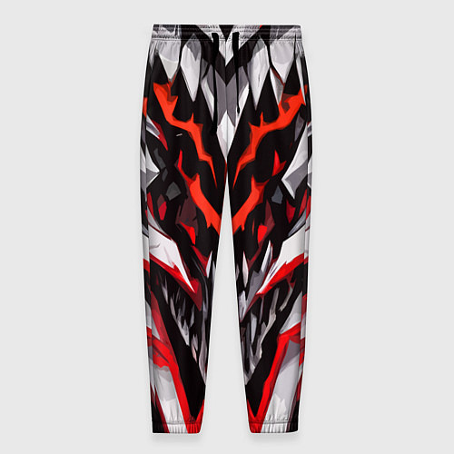 Мужские брюки Хаотичная красно-белая абстракция / 3D-принт – фото 1