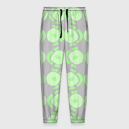 Мужские брюки Абстрактные зеленые фигуры на сером / 3D-принт – фото 1