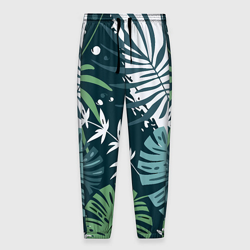 Мужские брюки Листья тропических джунглей абстракция / 3D-принт – фото 1