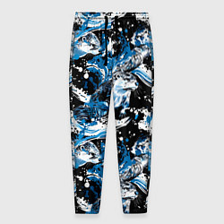 Брюки на резинке мужские Выдры в речке на волнах - паттерн, цвет: 3D-принт