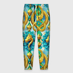 Мужские брюки Золотистые змеи и цветы