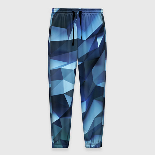 Мужские брюки Искаженная синяя геометрия / 3D-принт – фото 1