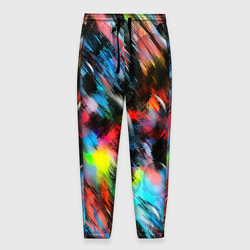 Мужские брюки Цветные краски абстракция / 3D-принт – фото 1