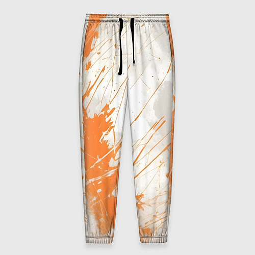 Мужские брюки Оранжевая краска на белом / 3D-принт – фото 1