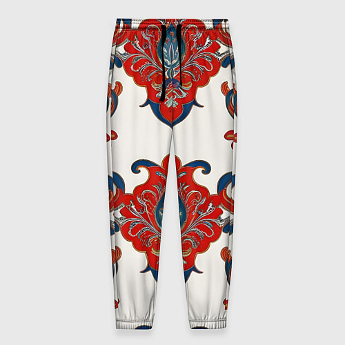 Мужские брюки Узор красно-синий на белом фоне / 3D-принт – фото 1