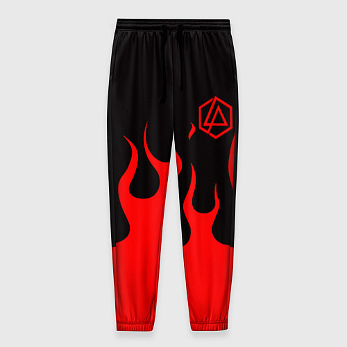 Мужские брюки Linkin park logo fire / 3D-принт – фото 1