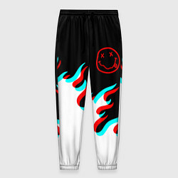 Брюки на резинке мужские Нирвана глитч огонь, цвет: 3D-принт