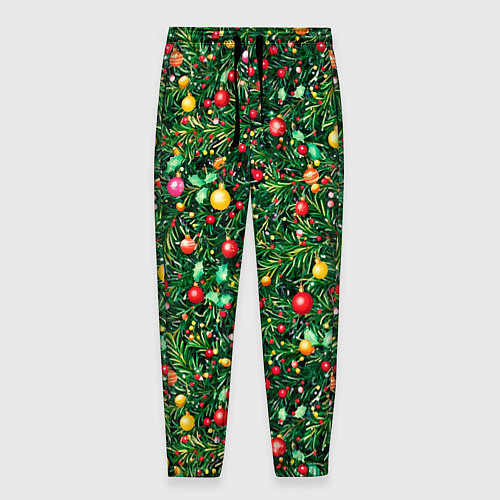 Мужские брюки Разноцветные шары на ёлке / 3D-принт – фото 1
