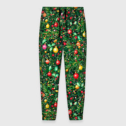 Брюки на резинке мужские Разноцветные шары на ёлке, цвет: 3D-принт