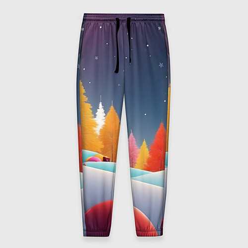 Мужские брюки Яркие новогодние елки / 3D-принт – фото 1