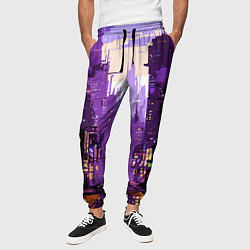 Брюки на резинке мужские Киберпанк город фиолетовый, цвет: 3D-принт — фото 2