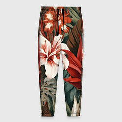 Мужские брюки Алые тропические цветы