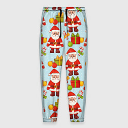 Брюки на резинке мужские Новогодний паттерн с Сантой и подарками, цвет: 3D-принт