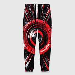 Брюки на резинке мужские Чёрно-красная сфера киберпанк, цвет: 3D-принт