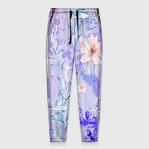 Мужские брюки Растения на розовом фоне / 3D-принт – фото 1