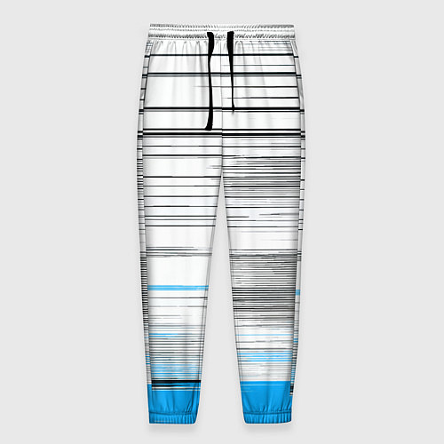 Мужские брюки Чёрные вертикальные полосы на сине-белом фоне / 3D-принт – фото 1