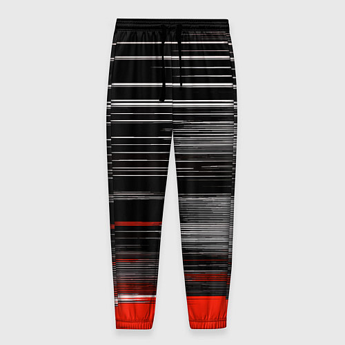 Мужские брюки Белые вертикальные полосы на чёрно-красном фоне / 3D-принт – фото 1