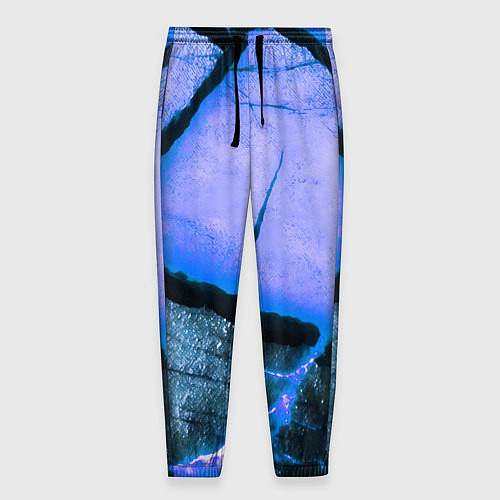 Мужские брюки Трещины на абстрактном синем фоне / 3D-принт – фото 1