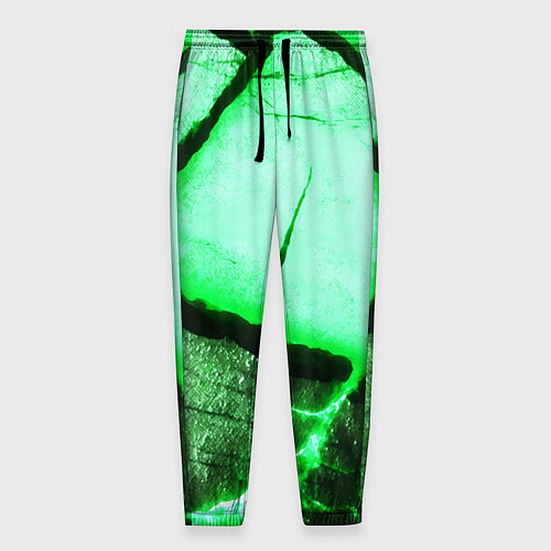 Мужские брюки Трещины на абстрактном зелёном фоне / 3D-принт – фото 1
