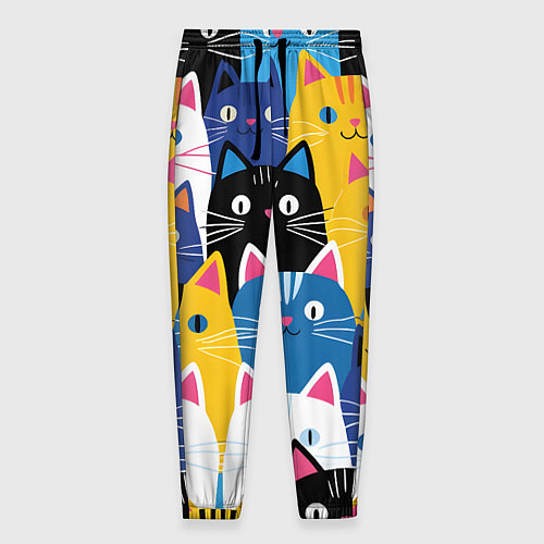 Мужские брюки Много цветных котиков / 3D-принт – фото 1