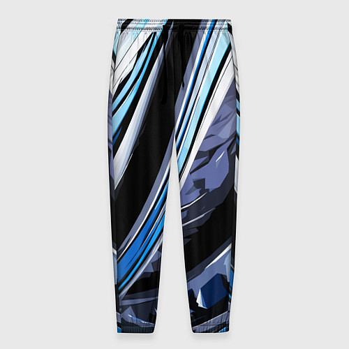 Мужские брюки Волнистая чёрно-синяя абстракция / 3D-принт – фото 1