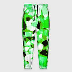 Брюки на резинке мужские Green and white abstraction on a black background, цвет: 3D-принт