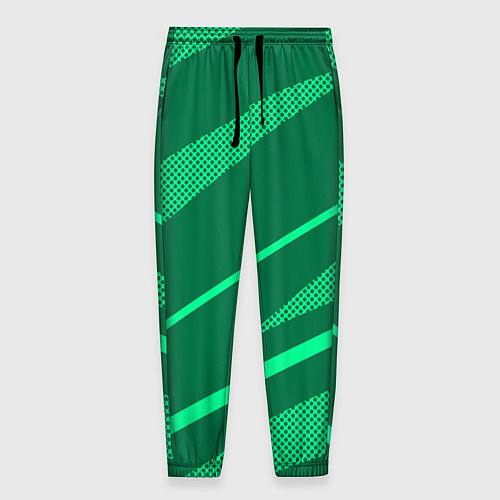 Мужские брюки Зелёный абстракция с полосами / 3D-принт – фото 1
