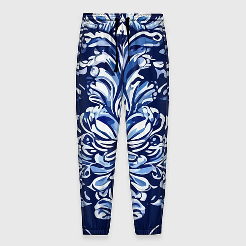Мужские брюки Гжель русский орнамент королевский синий / 3D-принт – фото 1