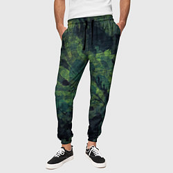 Брюки на резинке мужские Абстракция - green camouflage background, цвет: 3D-принт — фото 2