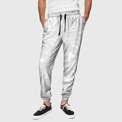 Брюки на резинке мужские Серо-розовые разводы - абстрактный узор, цвет: 3D-принт — фото 2