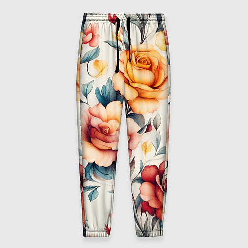 Мужские брюки Паттерн с переплетением цветов / 3D-принт – фото 1