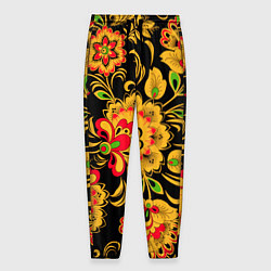 Брюки на резинке мужские Хохлома - роспись, цвет: 3D-принт