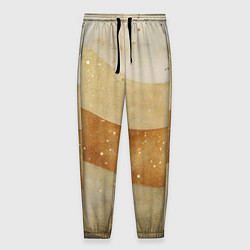 Брюки на резинке мужские Бежево-золотые полосы с блестками, цвет: 3D-принт