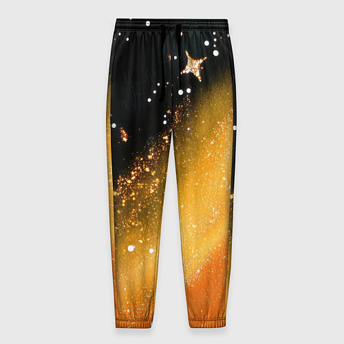 Мужские брюки Черно-оранжевая блестящая текстура / 3D-принт – фото 1