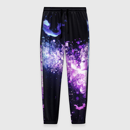 Мужские брюки Фиолетово-синяя абстрактная волна / 3D-принт – фото 1