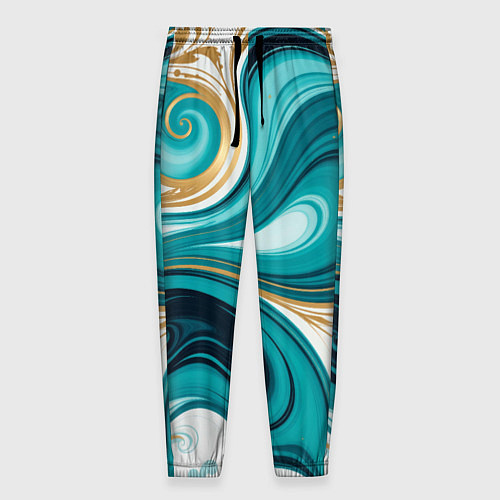 Мужские брюки Бирюза и золото / 3D-принт – фото 1