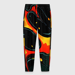 Брюки на резинке мужские Оранжевые разломы текстура, цвет: 3D-принт