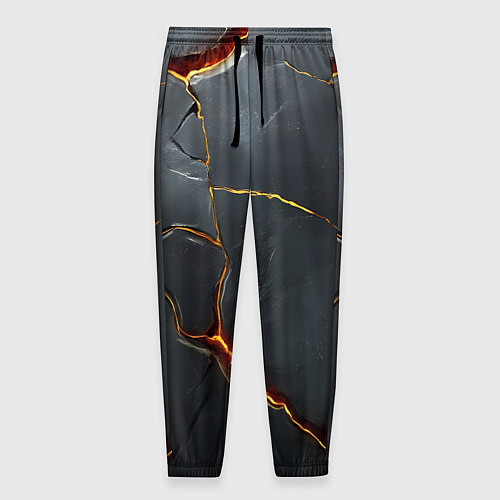 Мужские брюки Серая текстура с золотым изломом / 3D-принт – фото 1