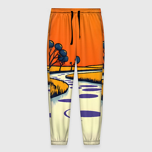 Мужские брюки Арт с фантастическим пейзажем / 3D-принт – фото 1