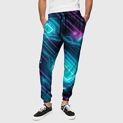 Брюки на резинке мужские Неоновый узор киберпанк микросхемы, цвет: 3D-принт — фото 2