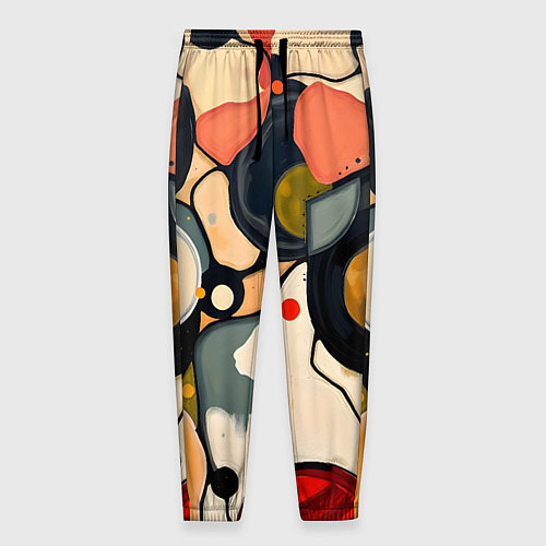 Мужские брюки Абстракция с кругами и краской / 3D-принт – фото 1