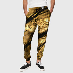 Брюки на резинке мужские Золото с черной текстурой, цвет: 3D-принт — фото 2