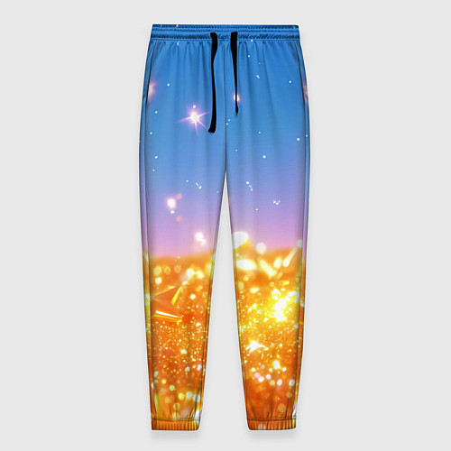 Мужские брюки Золотые шарики на голубом фоне / 3D-принт – фото 1